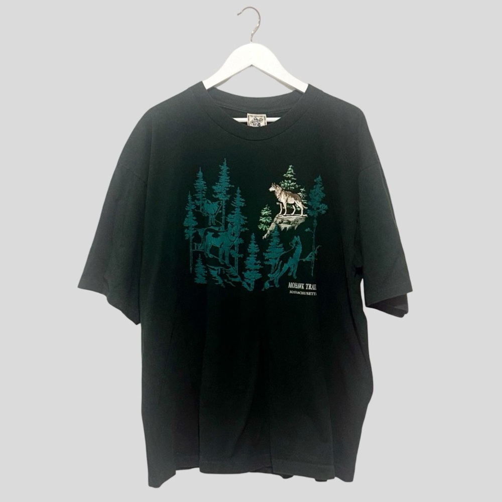 Vintage Alore Wolf T-Shirt Mohawk Trail Massachusetts Green Single Stitch XXL